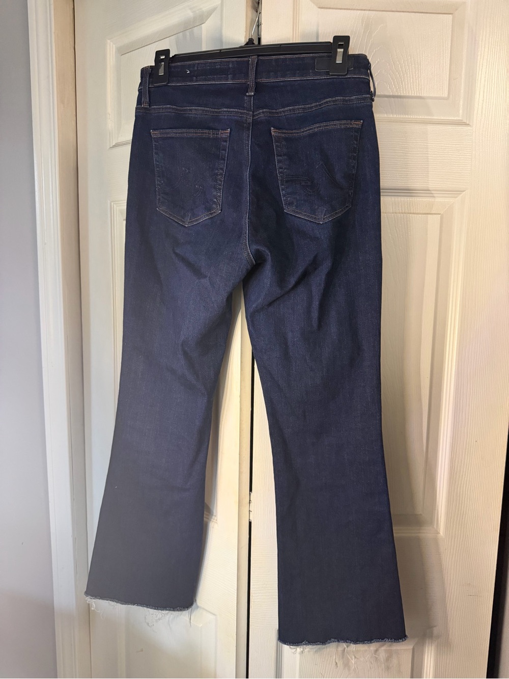 AG Adriano Goldschmied Dark Blue Cropped Flare Jeans - Picture 5 of 8